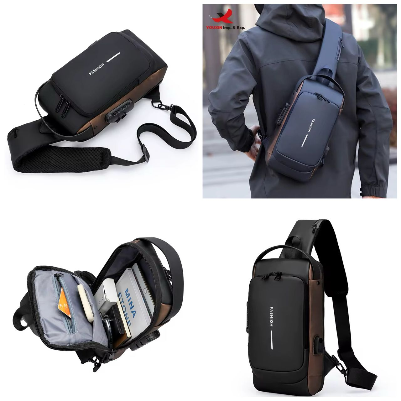 SACOCHE  Imperméable Anti-Vol Multifonction avec Port USB et Code de Sécurité